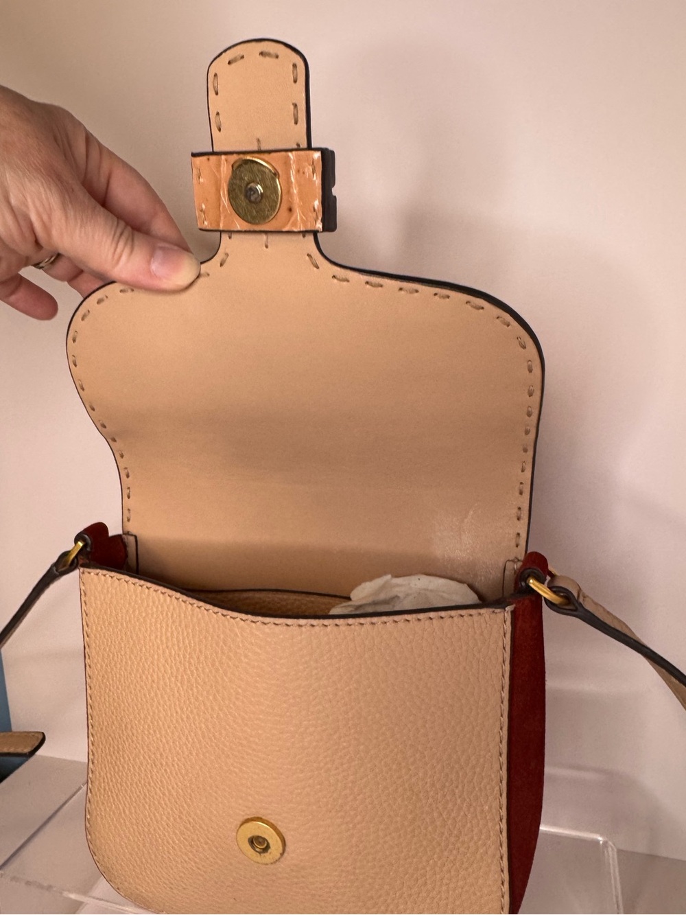 #311 Tory Burch McGraw Embossed Leather & Suede Crossbody Bag - Picture 16 of 16